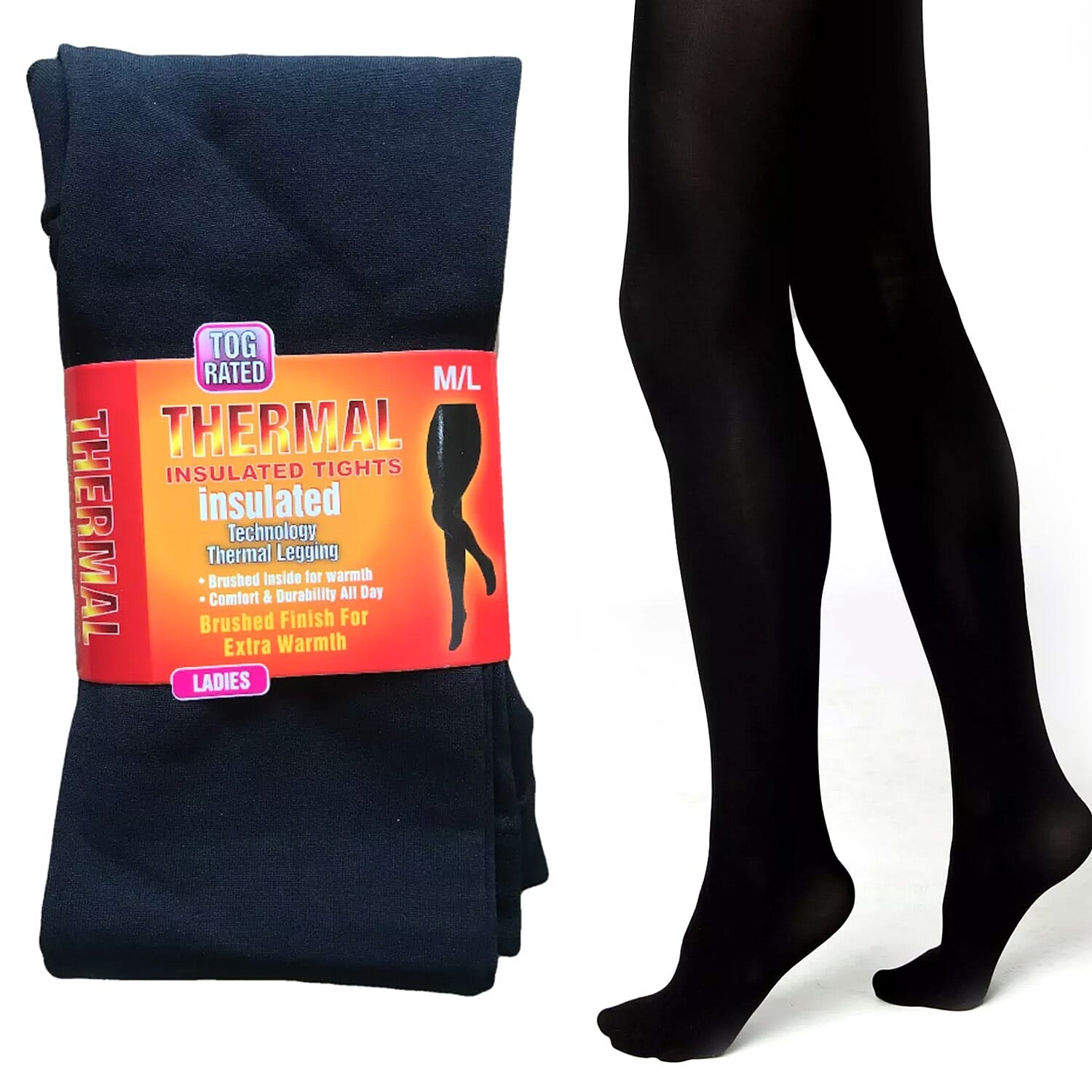 Set of Two Closeout Deal Thermal Insulated Leggings (Size XL-XXL) - Black