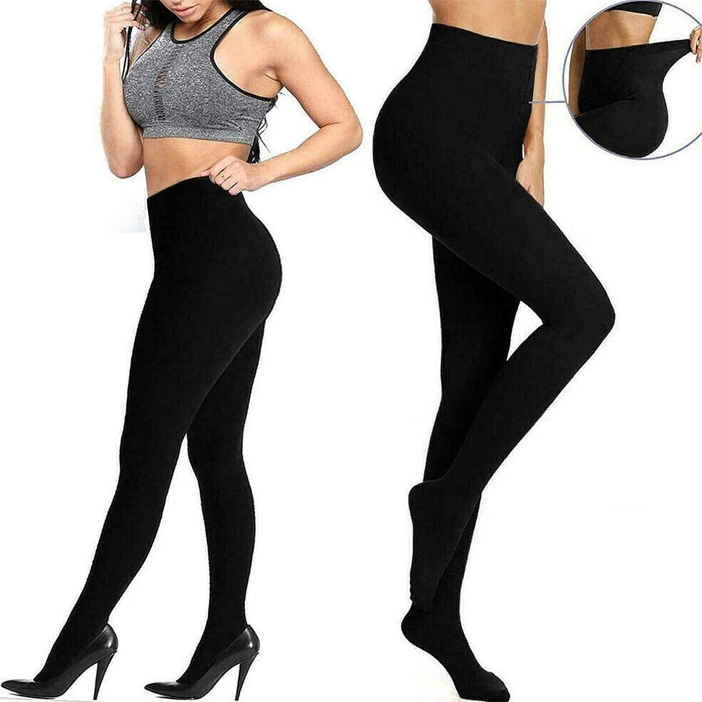 Closeout Deal Pack Of 2 Ultimate Heat Insulated Brushed Tights  (Size XXL) - Black