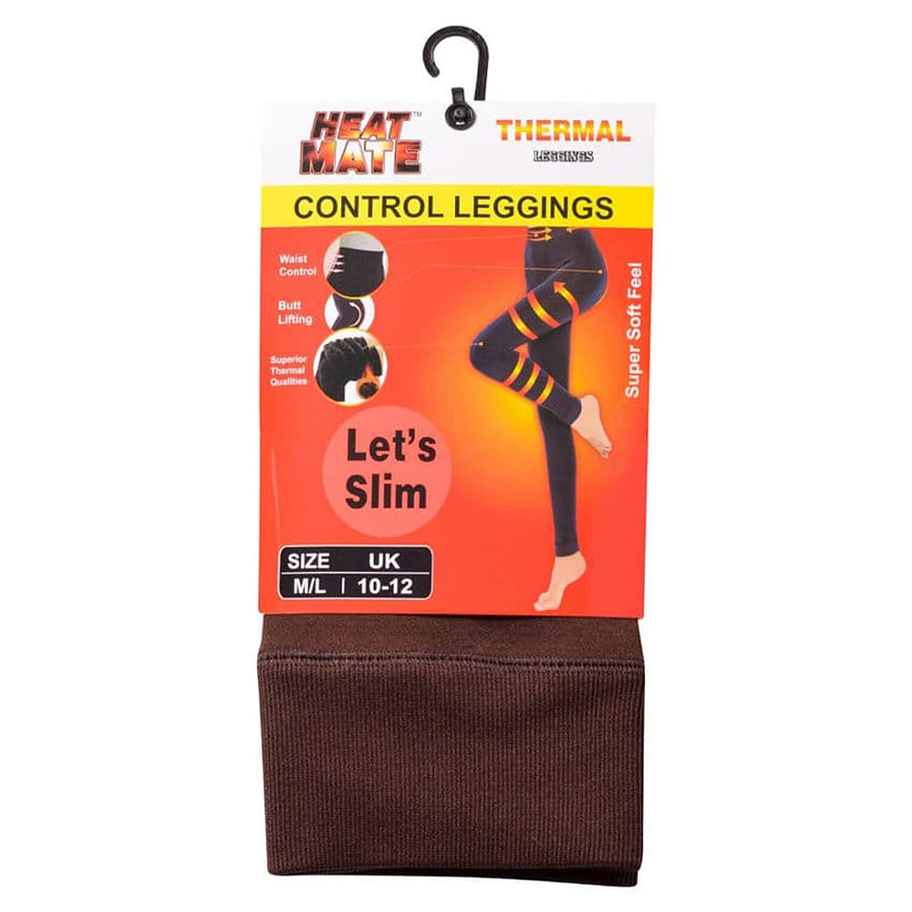 Heatmate Thermal Super Soft Fleece Faux fur Lined Control Leggings (Size L-XL, 10 to 16) - Brown