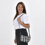 Closeout Deal Checkered Pattern Shoulder Bag - Black & White