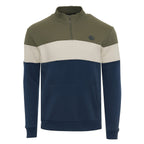Closeout Deal Soul Star Mens Half-Zip Stripe Cotton Sweatshirt (Size S) - Navy