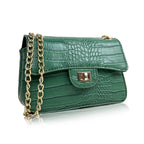 Designer  Shoulder Bag with Detachable Chain Strap - Green