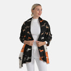 Closeout Deal- Dog Pattern Scarf (180 x 67 cm) - Black, White & Orange