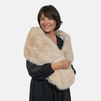 Closeout Deal - Faux Fur Wrap (Size 160x30 cm) - Beige