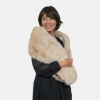 Closeout Deal - Faux Fur Wrap (Size 160x30 cm) - Beige