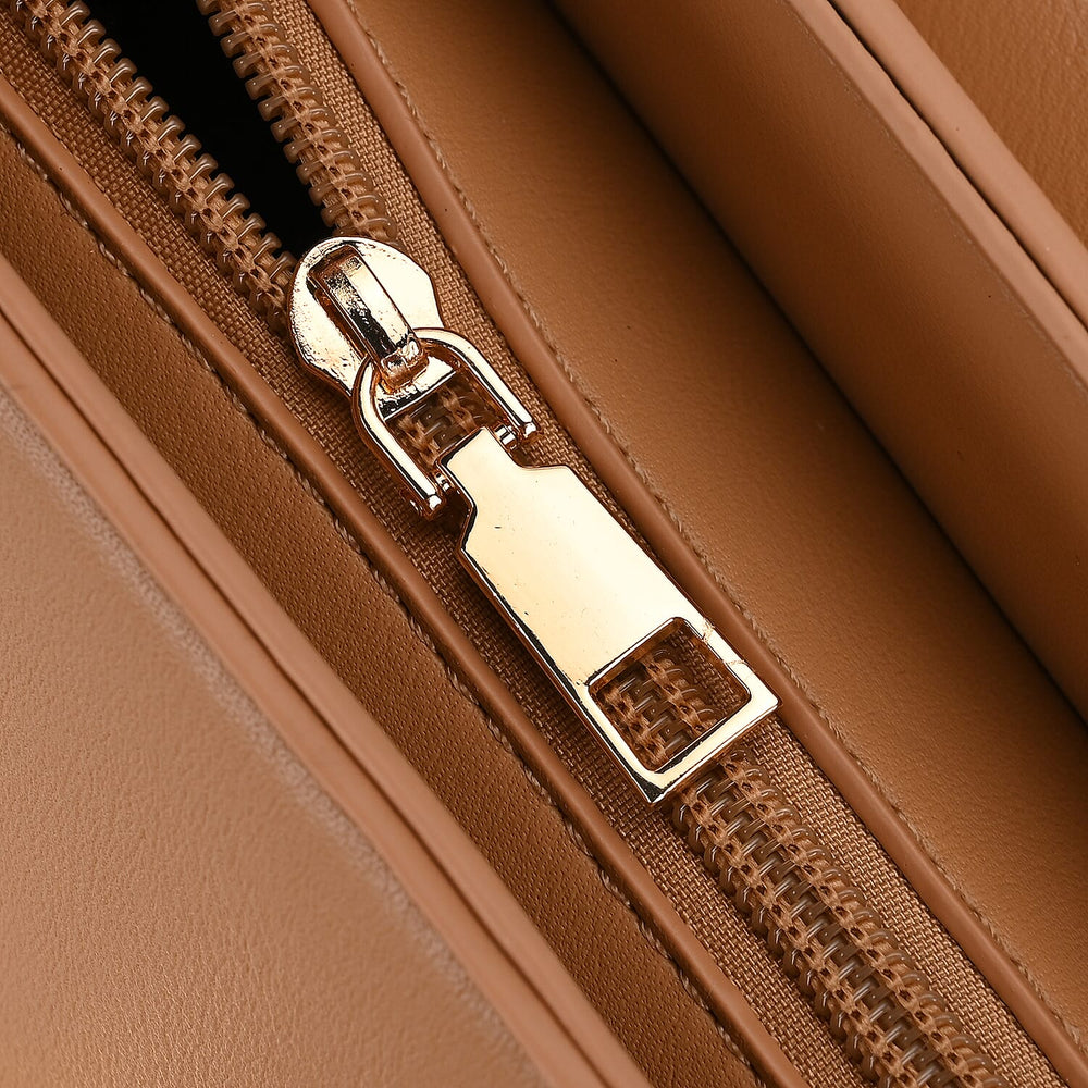 Leatherette Flower Pattern Crossbody Bag with Handle Drop - Apricot