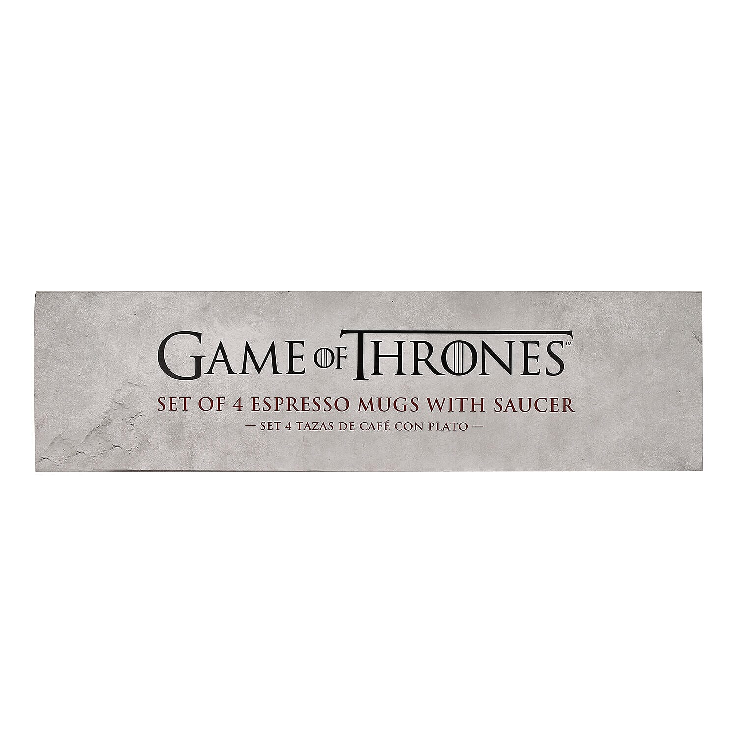 Closeout Deal - Game of Thrones Emblem and Slogans Espresso Ceramic Mug Set - 4 Mugs and 4 Saucers - Multi Colour