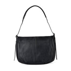 Closeout Deal- Genuine Leather Crossbody Bag with Adjustable Strap - Black