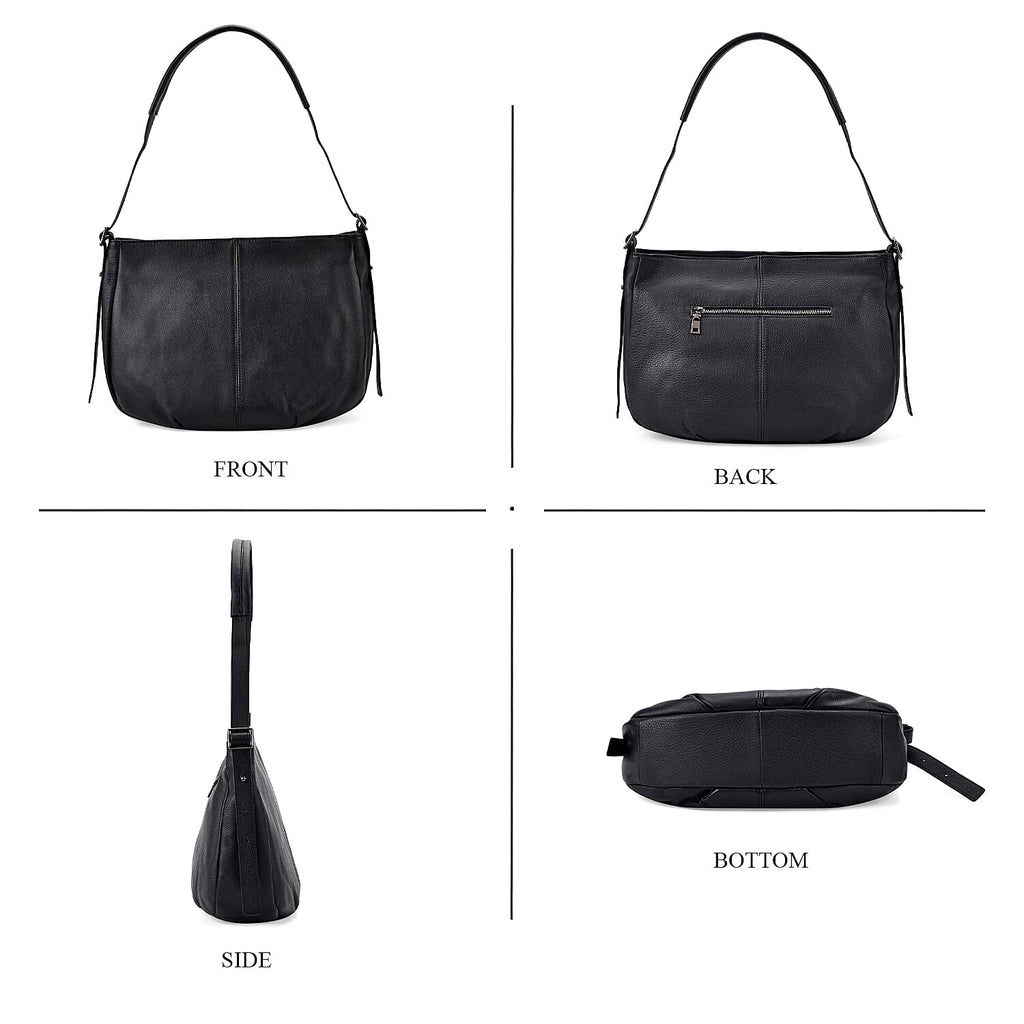 Closeout Deal- Genuine Leather Crossbody Bag with Adjustable Strap - Black