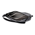 Closeout Deal- Genuine Leather Crossbody Bag with Adjustable Strap - Black