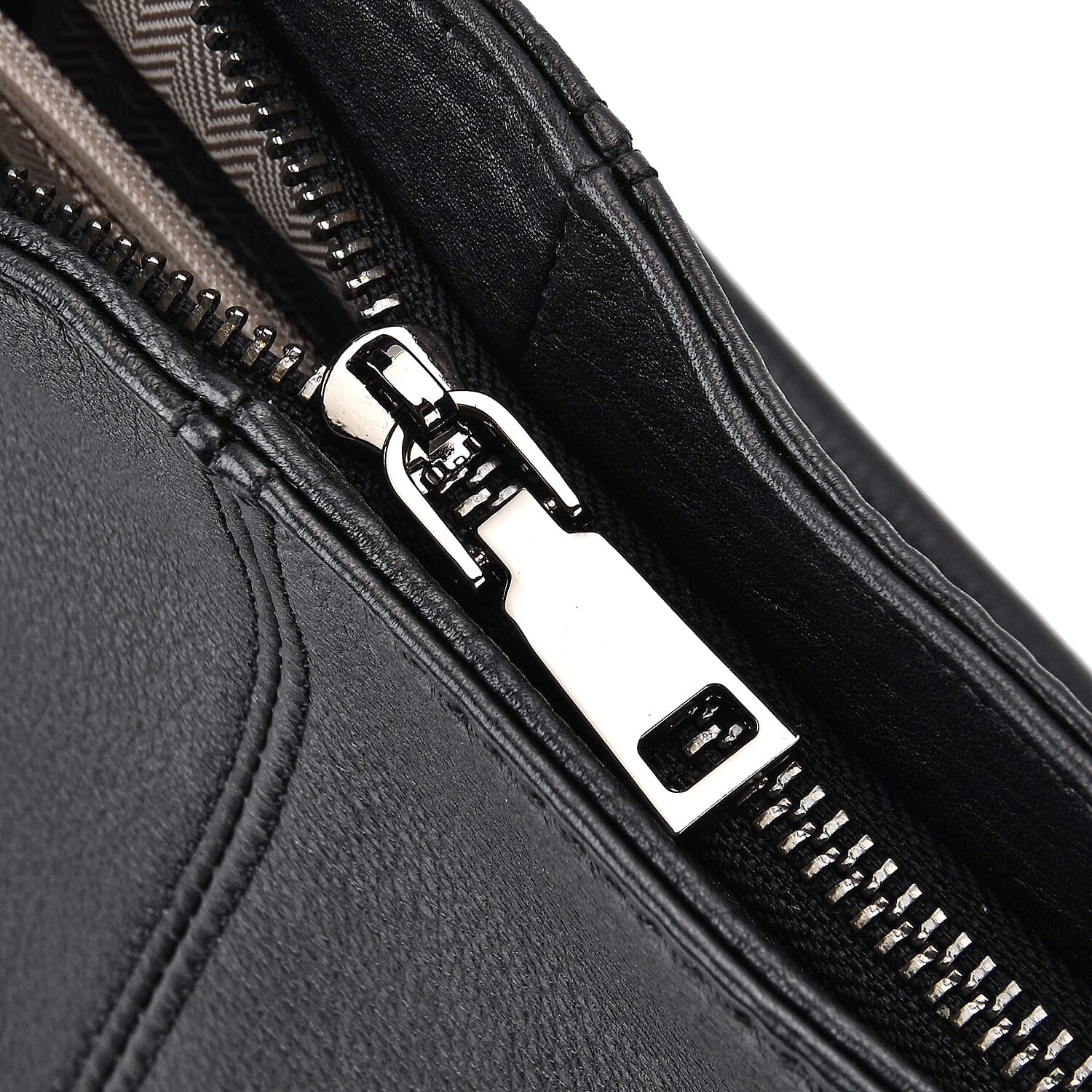 Closeout Deal- Genuine Leather Crossbody Bag with Adjustable Strap - Black