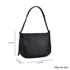 Closeout Deal- Genuine Leather Crossbody Bag with Adjustable Strap - Black