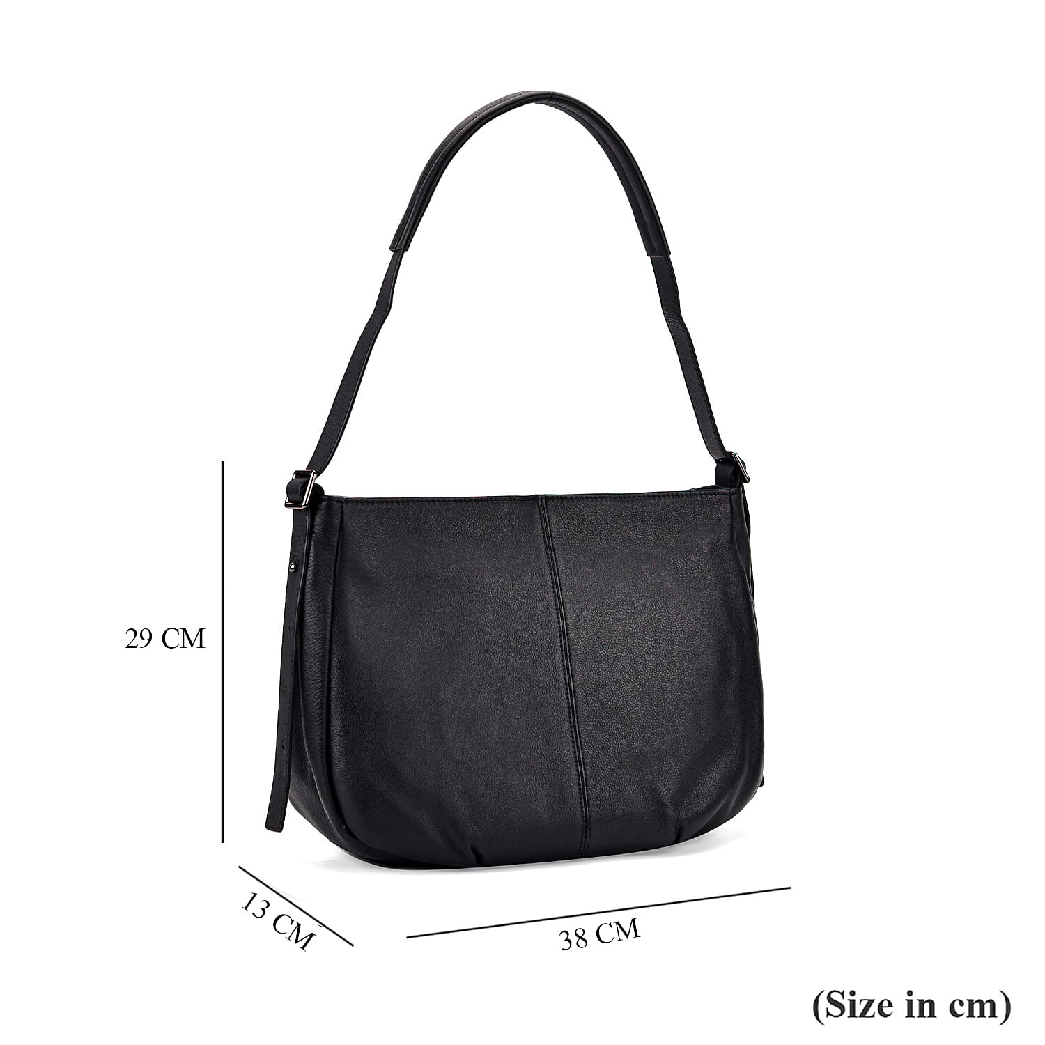 Closeout Deal- Genuine Leather Crossbody Bag with Adjustable Strap - Black
