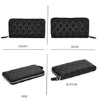 Closeout Deal - Genuine Leather Rhombus Pattern Embossed Wallet with RFID Protection - Black