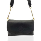 Saddler Orla Real Leather 3-Section Handbag With Detachable Chain Link Shoulder Strap - Black