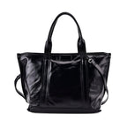 Closeout Deal Genuine Leather Tote Bag with Detachable Shoulder Strap - Black