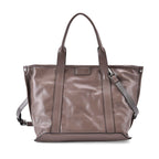 Closeout Deal Genuine Leather Tote Bag with Detachable Shoulder Strap - Grey