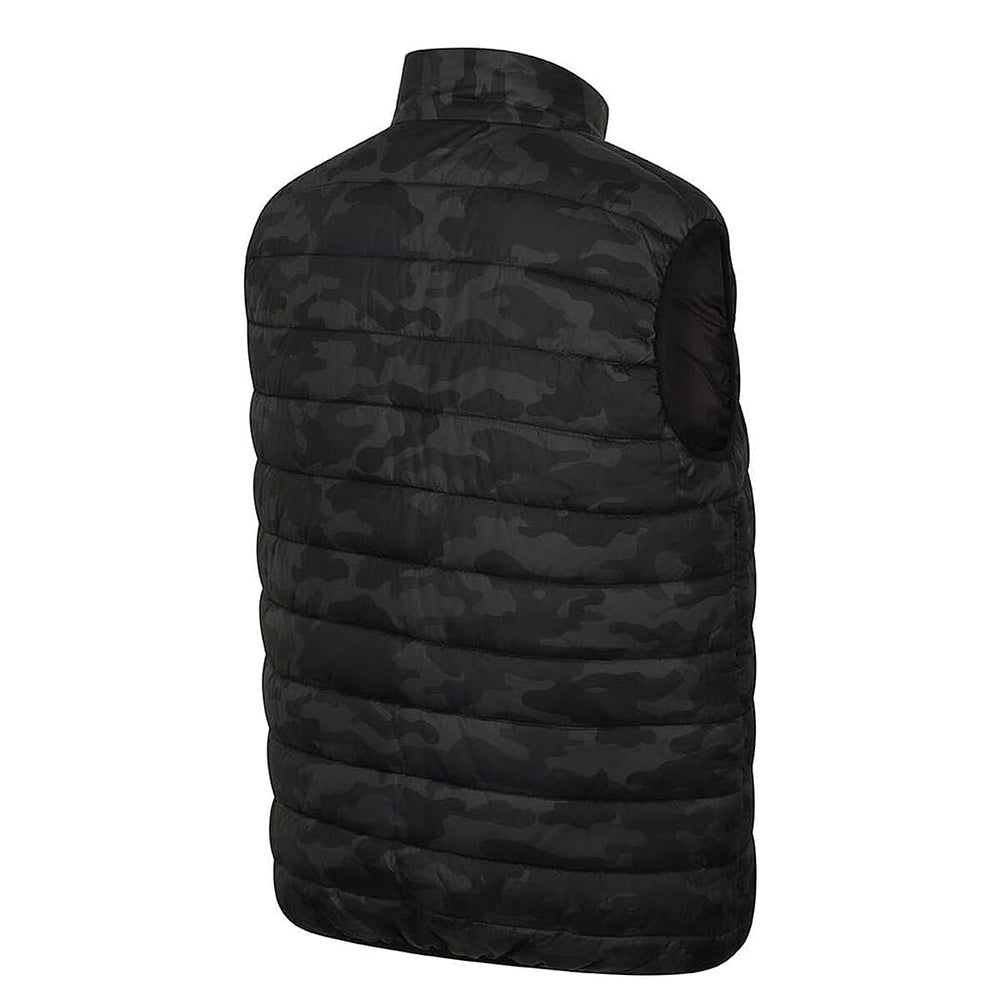Lee Cooper Men’s Camo Padded Gilet Bodywarmer with High Neck & Zip Pockets