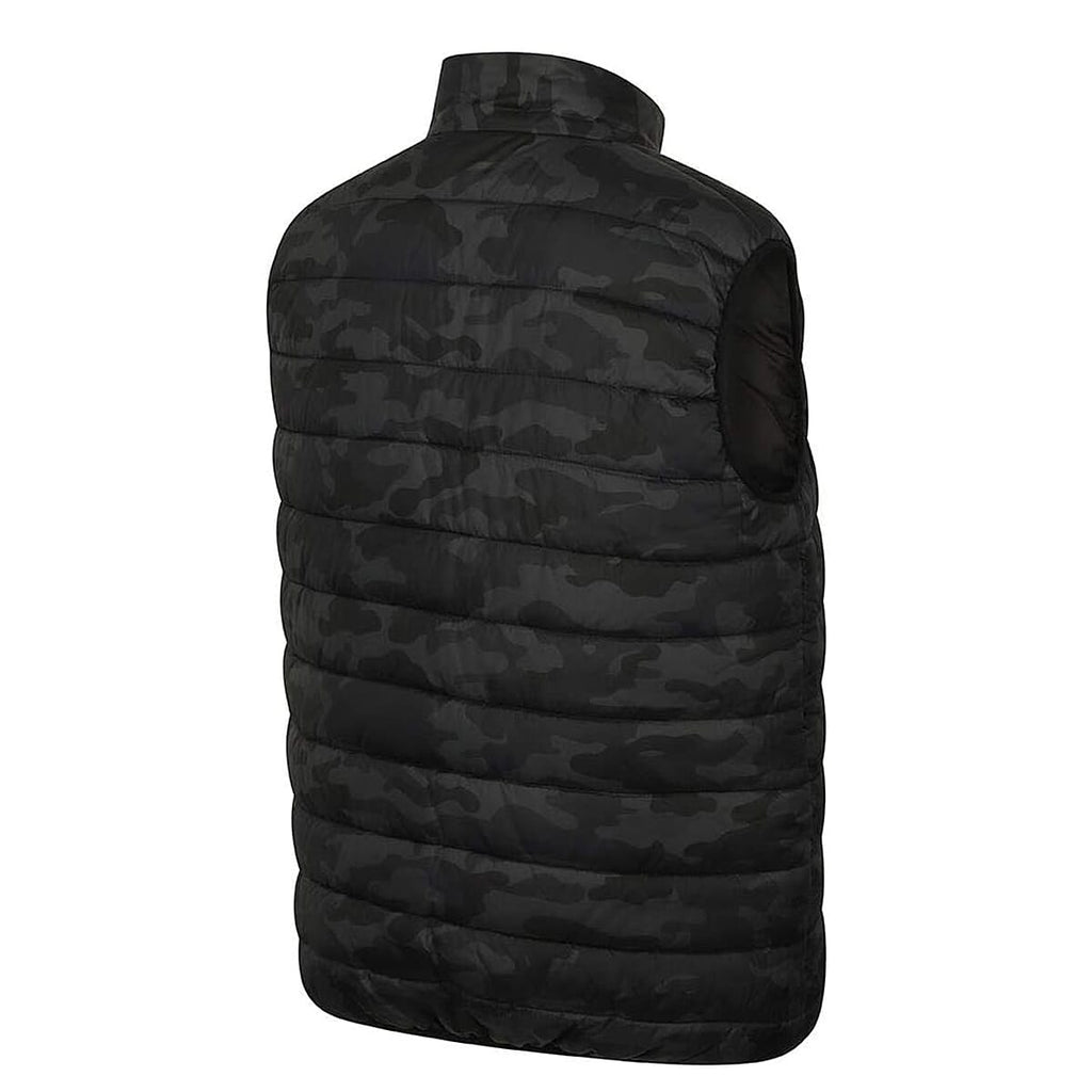 Lee Cooper Men’s Camo Padded Gilet Bodywarmer with High Neck & Zip Pockets