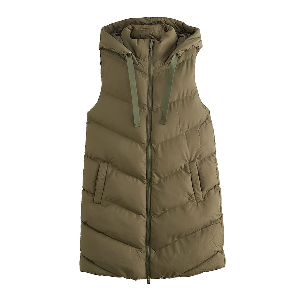 Closeout Deal- Threadbare Longline Padded Gilet (Size 12) - Khaki