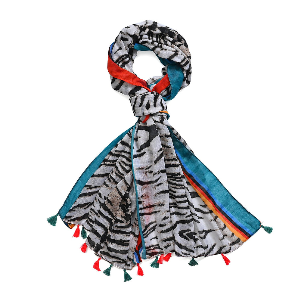 Closeout Deal New Arrival 100% Viscose Zebra Pattern Scarf (Size 180x87 cm) - Beige