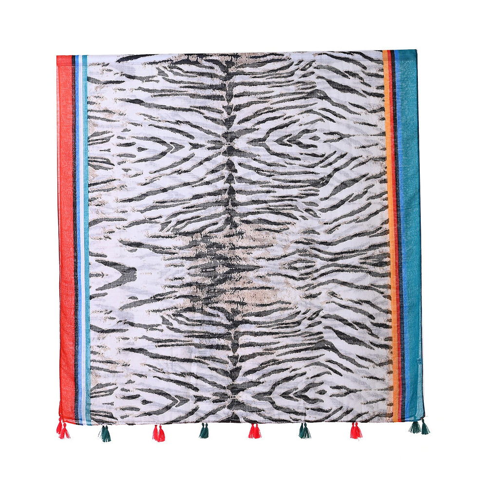 Closeout Deal New Arrival 100% Viscose Zebra Pattern Scarf (Size 180x87 cm) - Beige