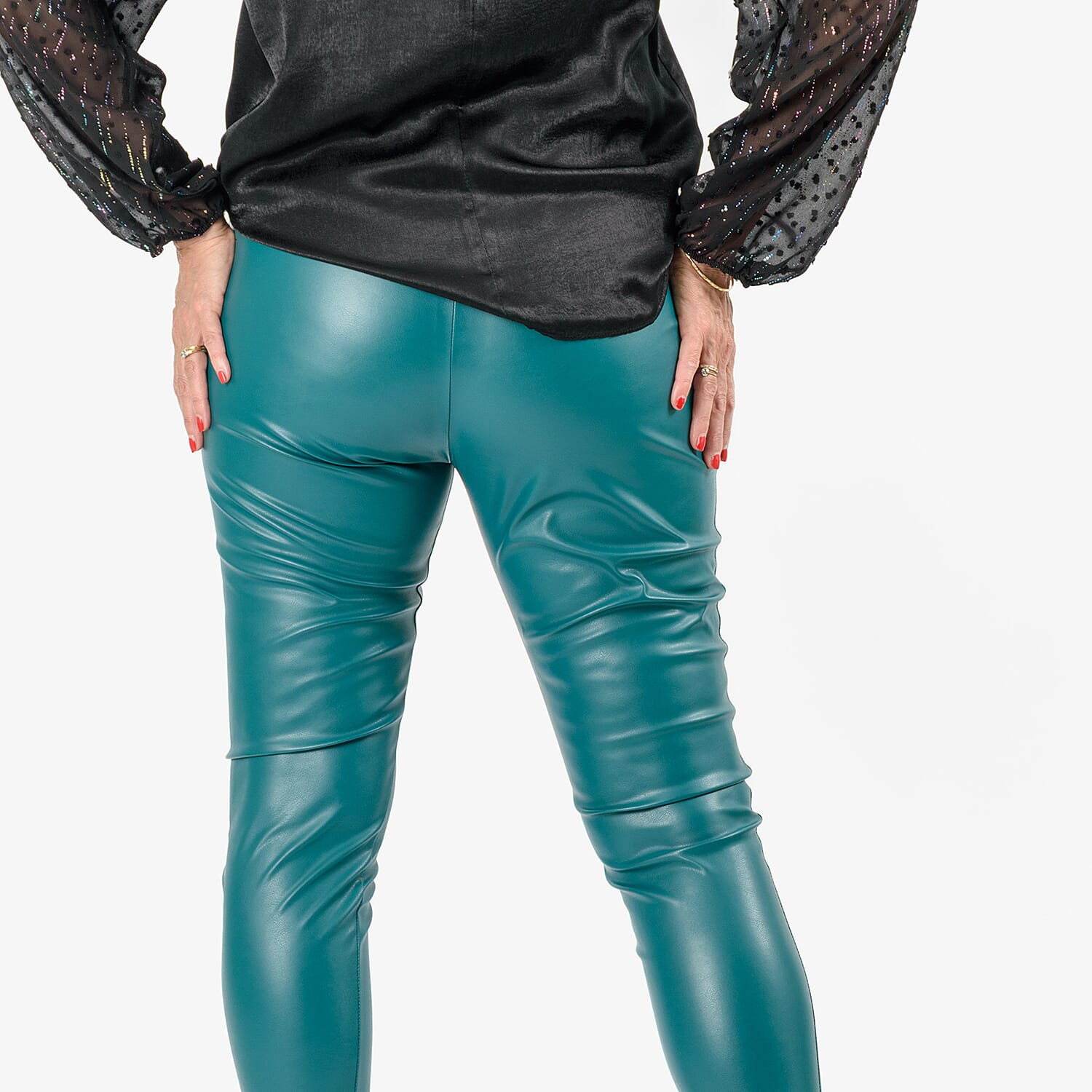 MARINA KANEVA Closeout Deal Pin Tuck Trouser (Size 18) - Teal Green