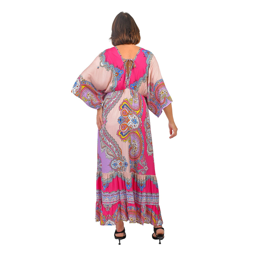 Closeout Deal Placement Printed Maxi Dress (One Size) - Pink