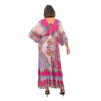 Closeout Deal Placement Printed Maxi Dress (One Size) - Pink