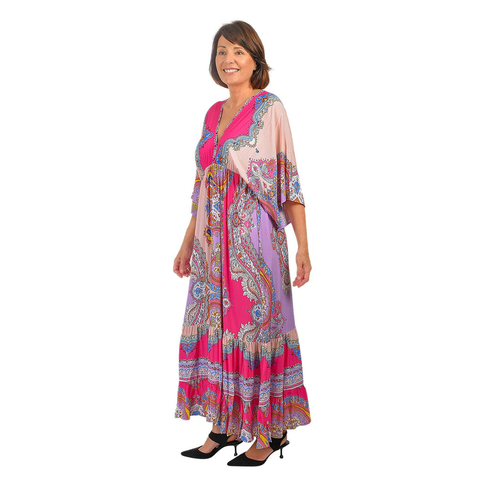 Closeout Deal Placement Printed Maxi Dress (One Size) - Pink