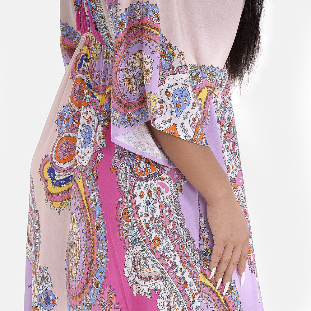 Closeout Deal Placement Printed Maxi Dress (One Size) - Pink