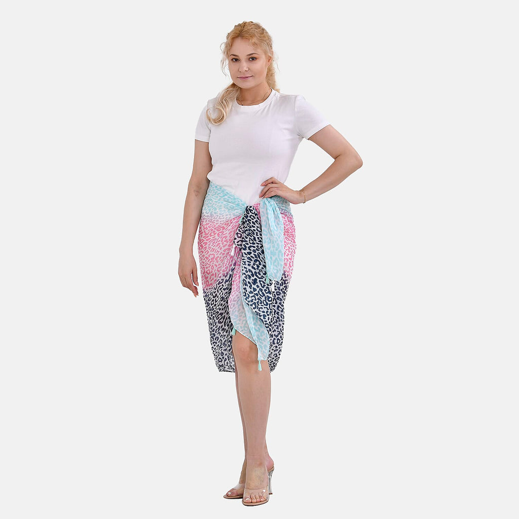 Closeout Deal New Arrival 100% Viscose Leopard Pattern sarong (Size 180x87 cm) - Pink
