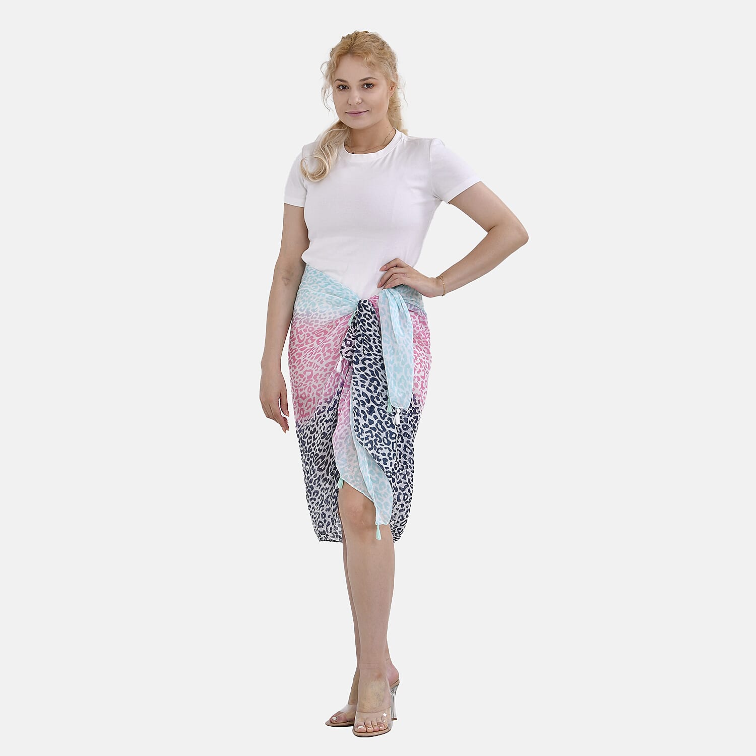 Closeout Deal New Arrival 100% Viscose Leopard Pattern sarong (Size 180x87 cm) - Pink