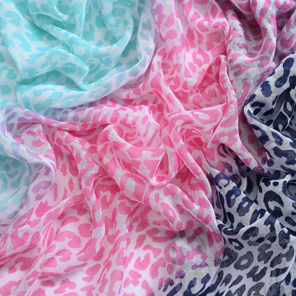 Closeout Deal New Arrival 100% Viscose Leopard Pattern sarong (Size 180x87 cm) - Pink