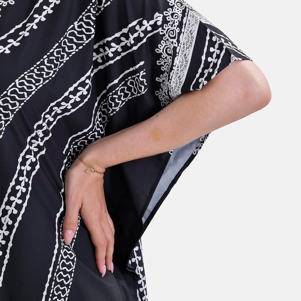 Closeout Deal Polyester Patterned Maxi  - Black & Black