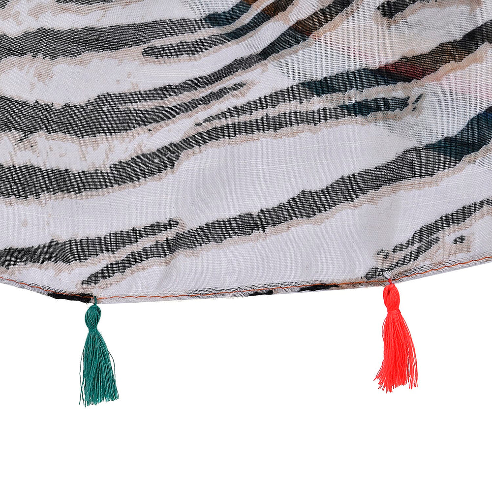 Closeout Deal New Arrival 100% Viscose Zebra Pattern Scarf (Size 180x87 cm) - Beige