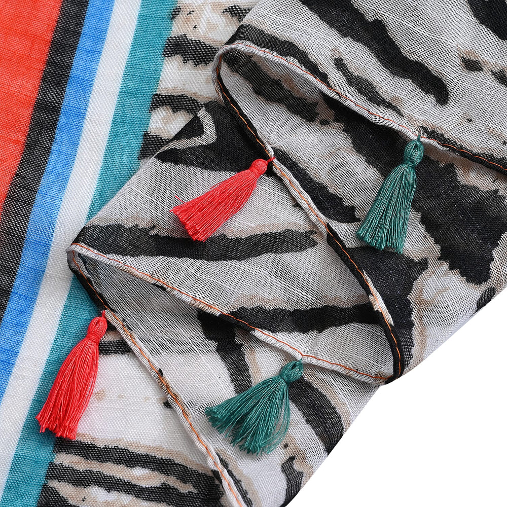Closeout Deal New Arrival 100% Viscose Zebra Pattern Scarf (Size 180x87 cm) - Beige