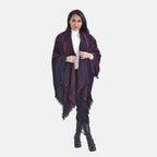 Closeout Deal Printed Poncho (One Size) - Black