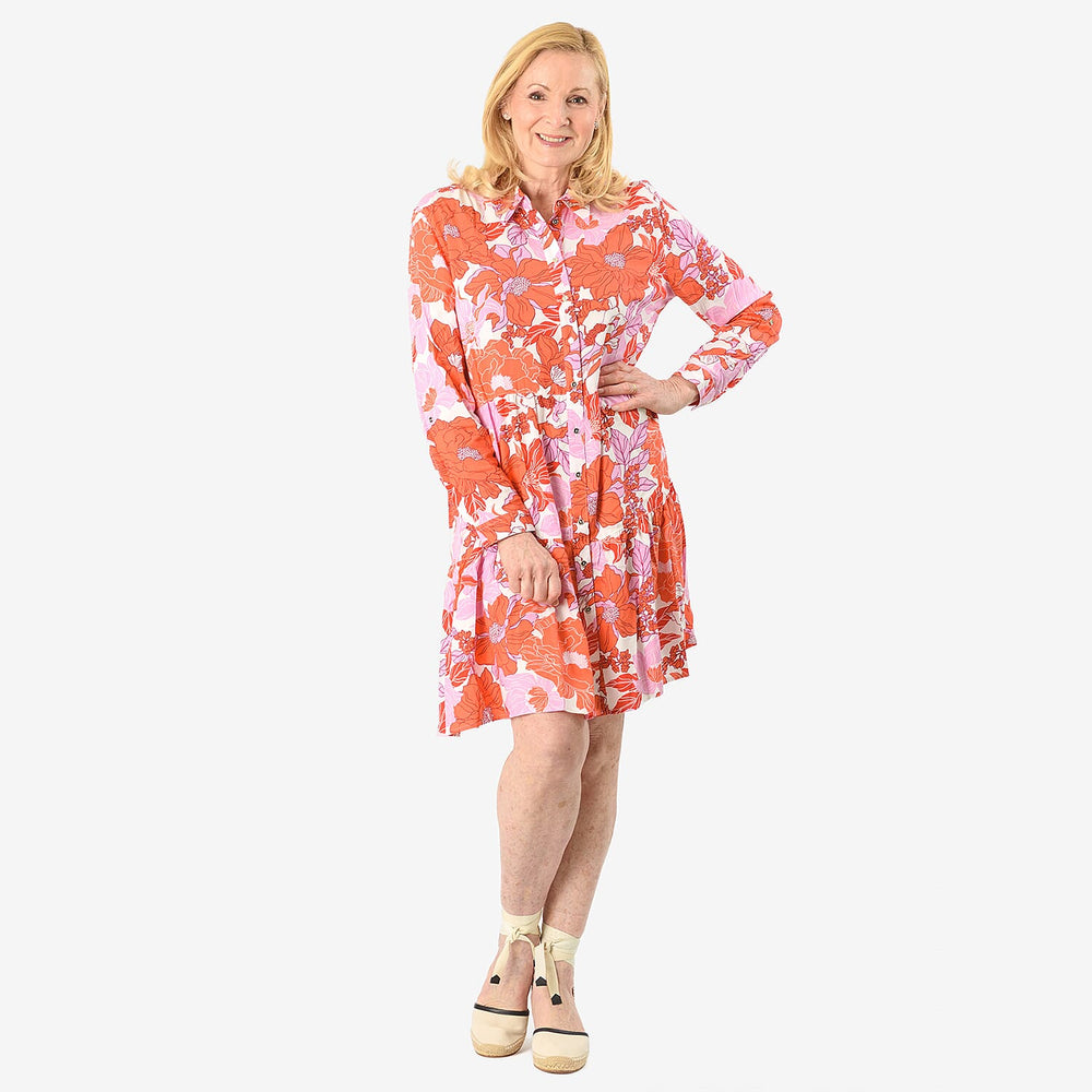 Closeout Deal Printed Tunic Top (Size 20) - Orange Purple