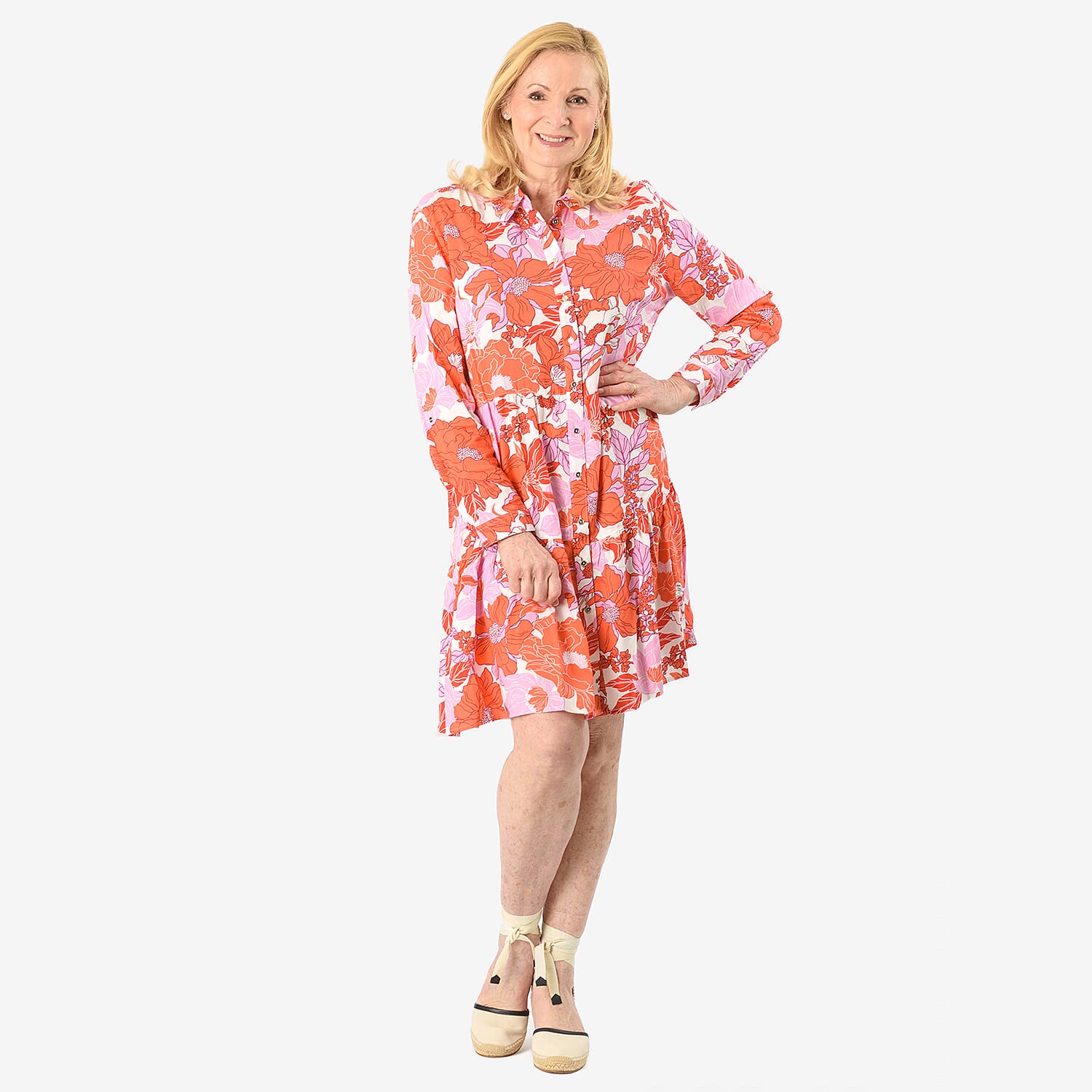 Closeout Deal Printed Tunic Top (Size 20) - Orange Purple