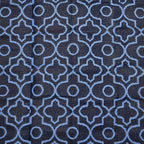 Closeout Deal- Reversible Outdoor Rug with Moroccan Quatrefoil Pattern (Size 243x152 cm) - Blue - Black