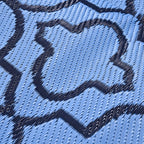 Closeout Deal- Reversible Outdoor Rug with Moroccan Quatrefoil Pattern (Size 243x152 cm) - Blue - Black