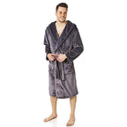 Closeout Deal Supersoft Fleece Hooded Bath Robe (Size - S-M) - Grey