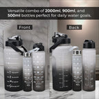 Closeout Deal - Set of 3 Sport Water Bottles with Gradient Colour Design - Black