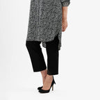 Closeout Deal- Stylish Longline Button-Down Shirt (Size 16) - Black & White
