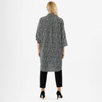 Closeout Deal- Stylish Longline Button-Down Shirt (Size 20) - Black & White