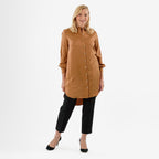 Closeout Deal- Stylish Longline Button-Down Shirt (Size 20) - Mustard Yellow