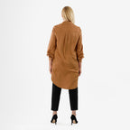 Closeout Deal- Stylish Longline Button-Down Shirt (Size 20) - Mustard Yellow