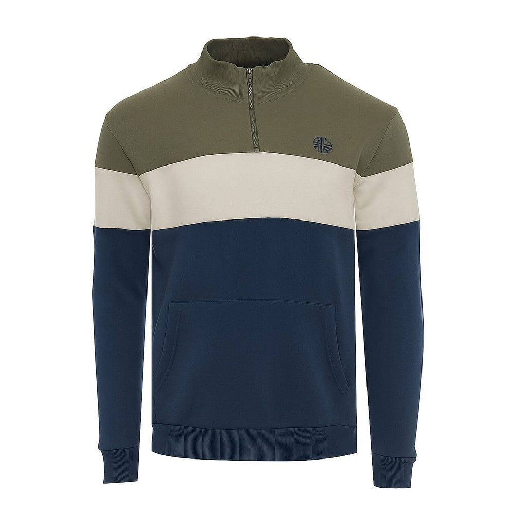 Closeout Deal Soul Star Mens Half-Zip Stripe Cotton Sweatshirt (Size - XL) - Dark Navy