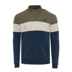 Closeout Deal Soul Star Mens Half-Zip Stripe Cotton Sweatshirt (Size - XL) - Dark Navy
